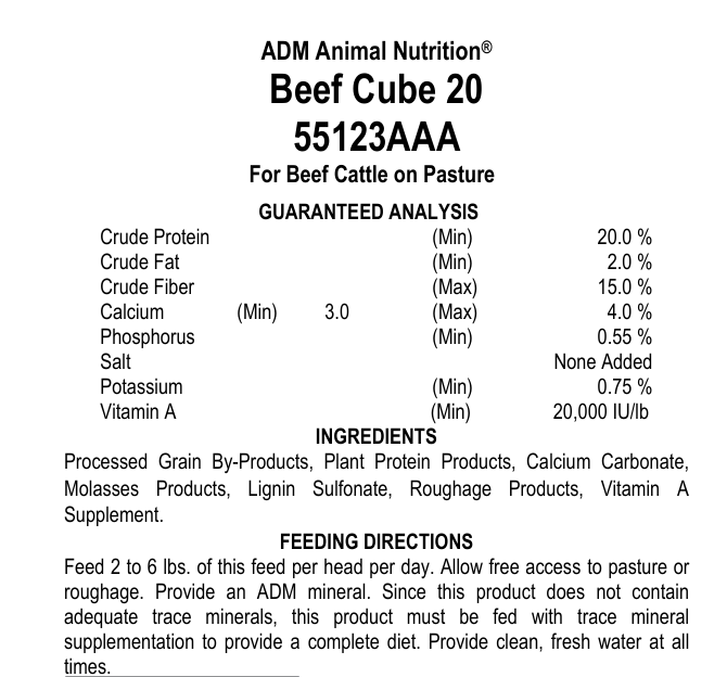 Beef Cube 20 50lb
