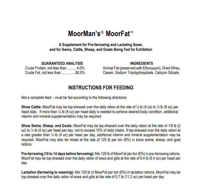 Moormans Moorfat 18lb Pail