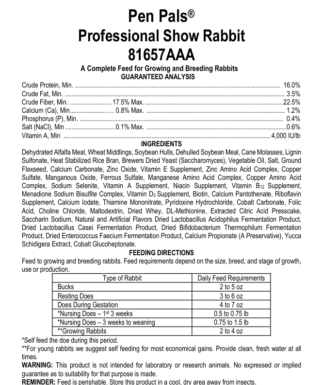Pen Pals Pro Show Rabbit 50lb