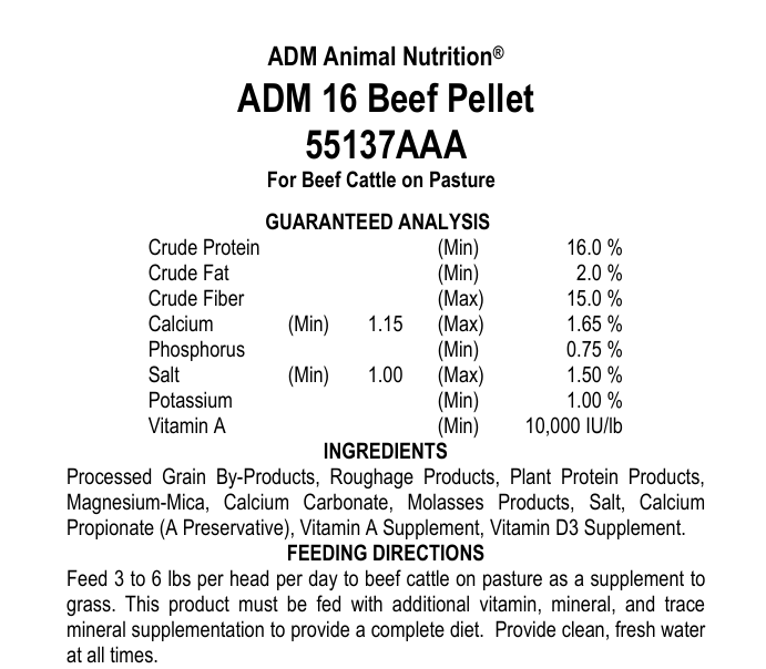 ADM 16 Beef Pellet