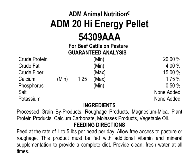 ADM 20 HI Energy Pellet