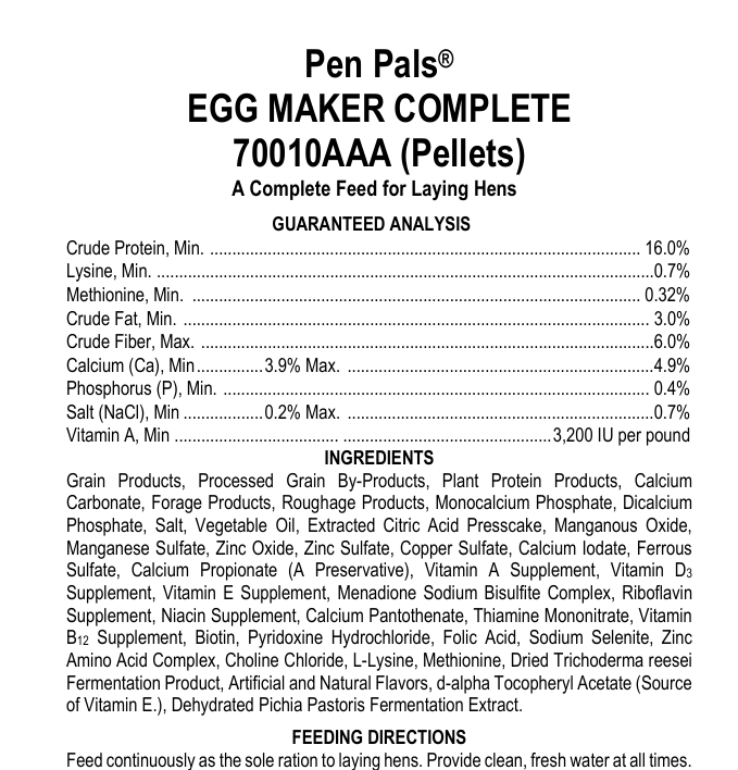 Egg Maker Chicken Pellets