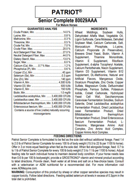 Patriot Senior Complete Horse
