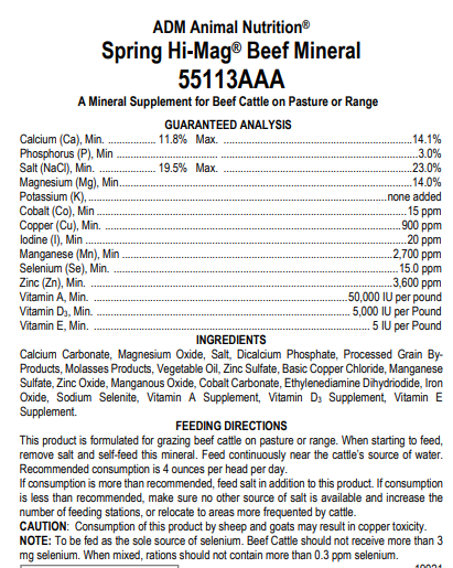 Spring Hi-Mag Beef Mineral